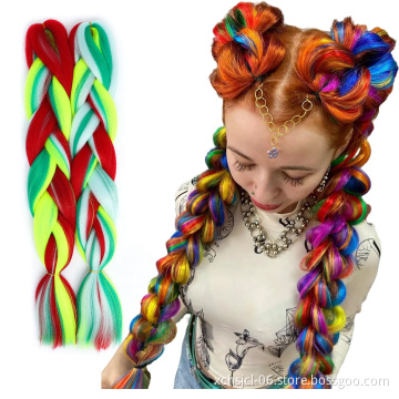 Wholesale Braiding Hair Mix Rainbow Braids Synthetic Jumbo Braids Hair Extension for Women
